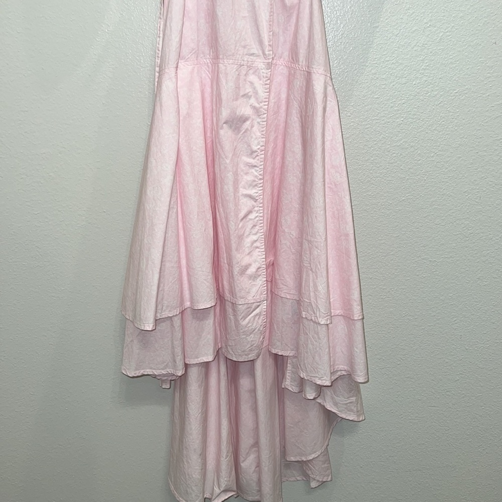 Ganni Puff Sleeve Organic Cotton Wrap Dress in Cherry Blossom - Picture 7 of 10